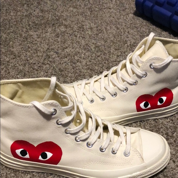 cdg x converse high white